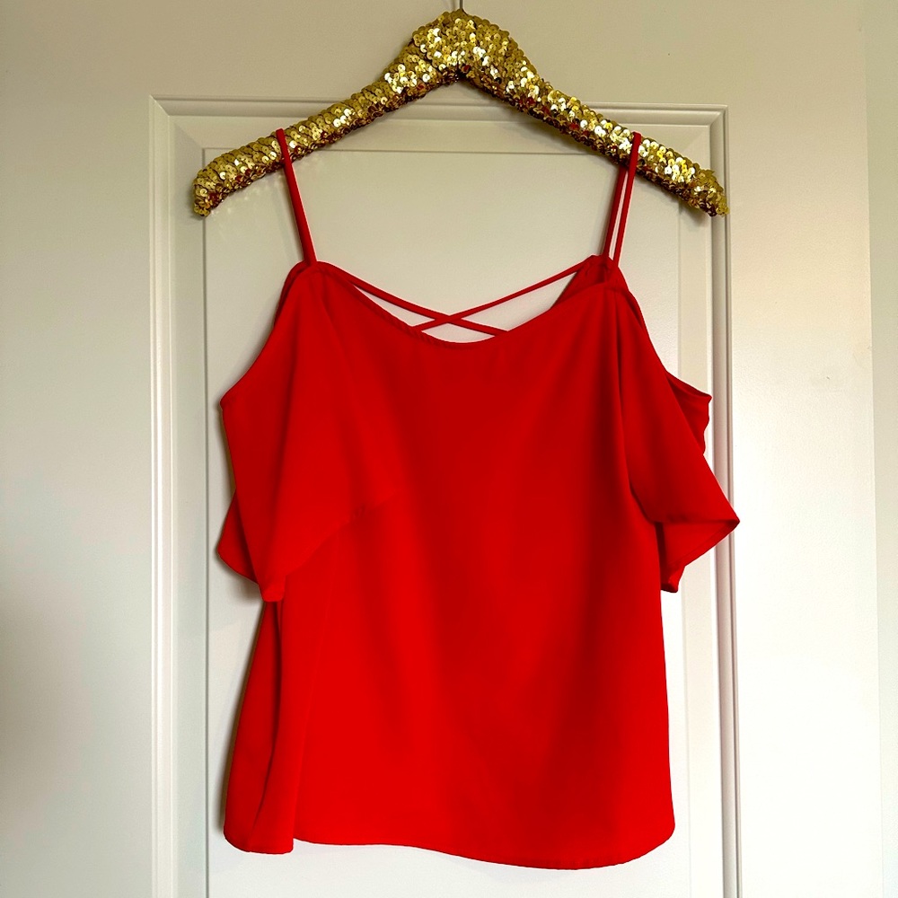 bp. Red Cold-Shoulder Strappy Tank Top